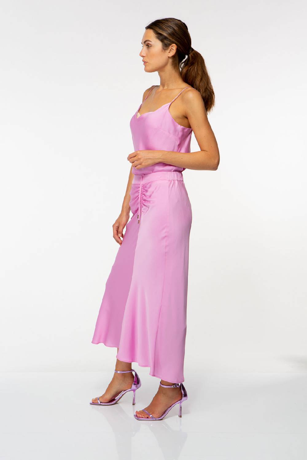 IVI GmbH SOLID SILK Seidenrock mit Raffung pink orchid Sonderangebot