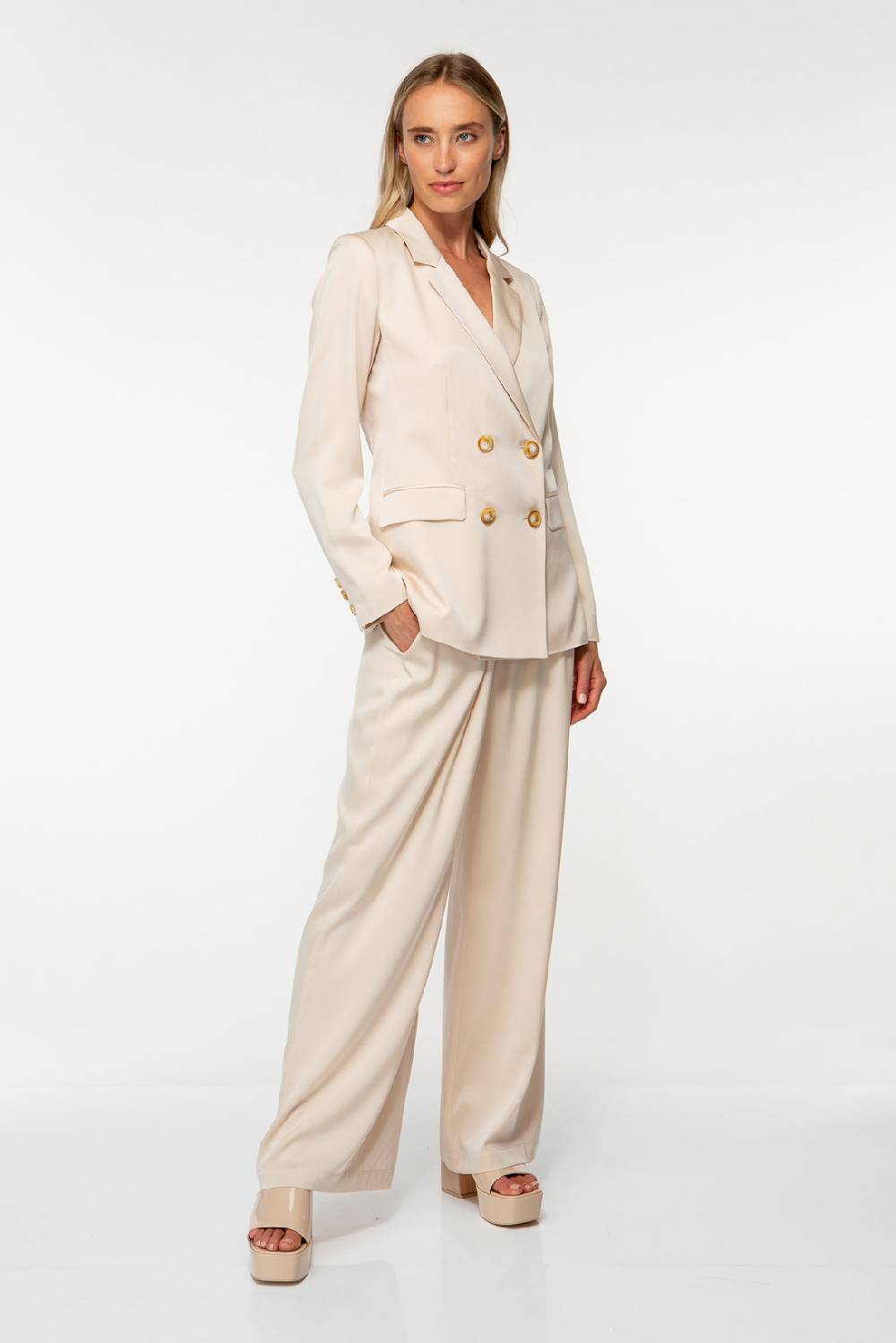 IVI GmbH SOLID SILK Seidenblazer light sand Flash Sale