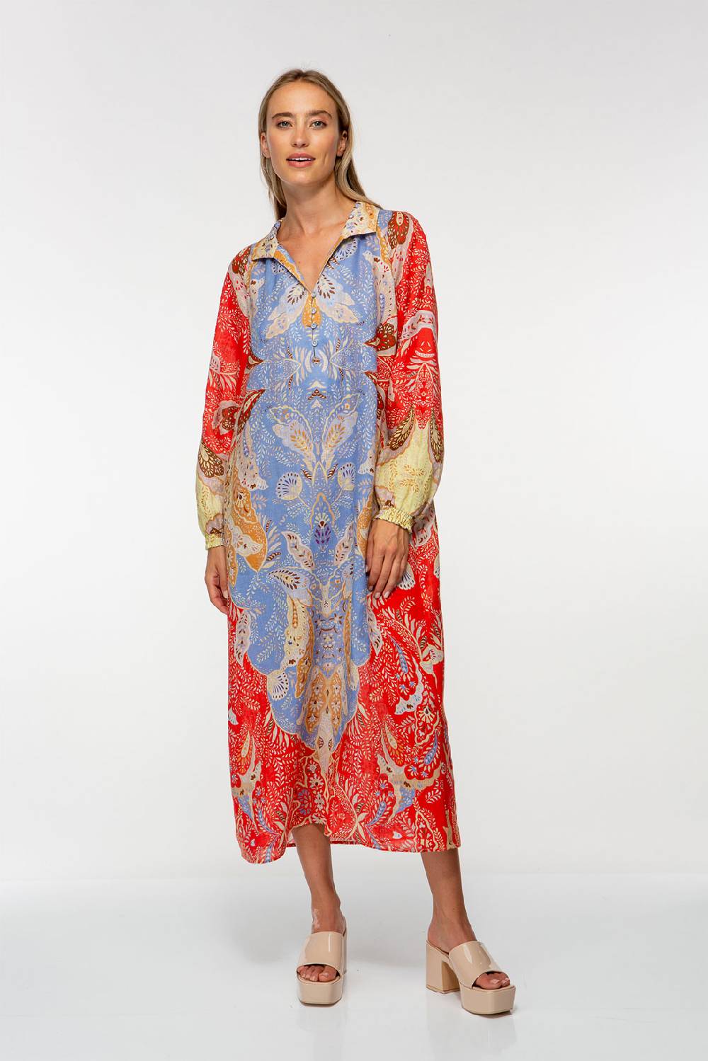 IVI GmbH AMBER Leinenkleid multicolor Räumungsverkauf