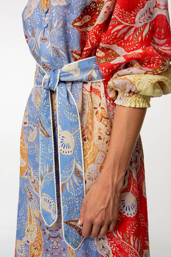 IVI GmbH AMBER Leinenkleid multicolor Räumungsverkauf