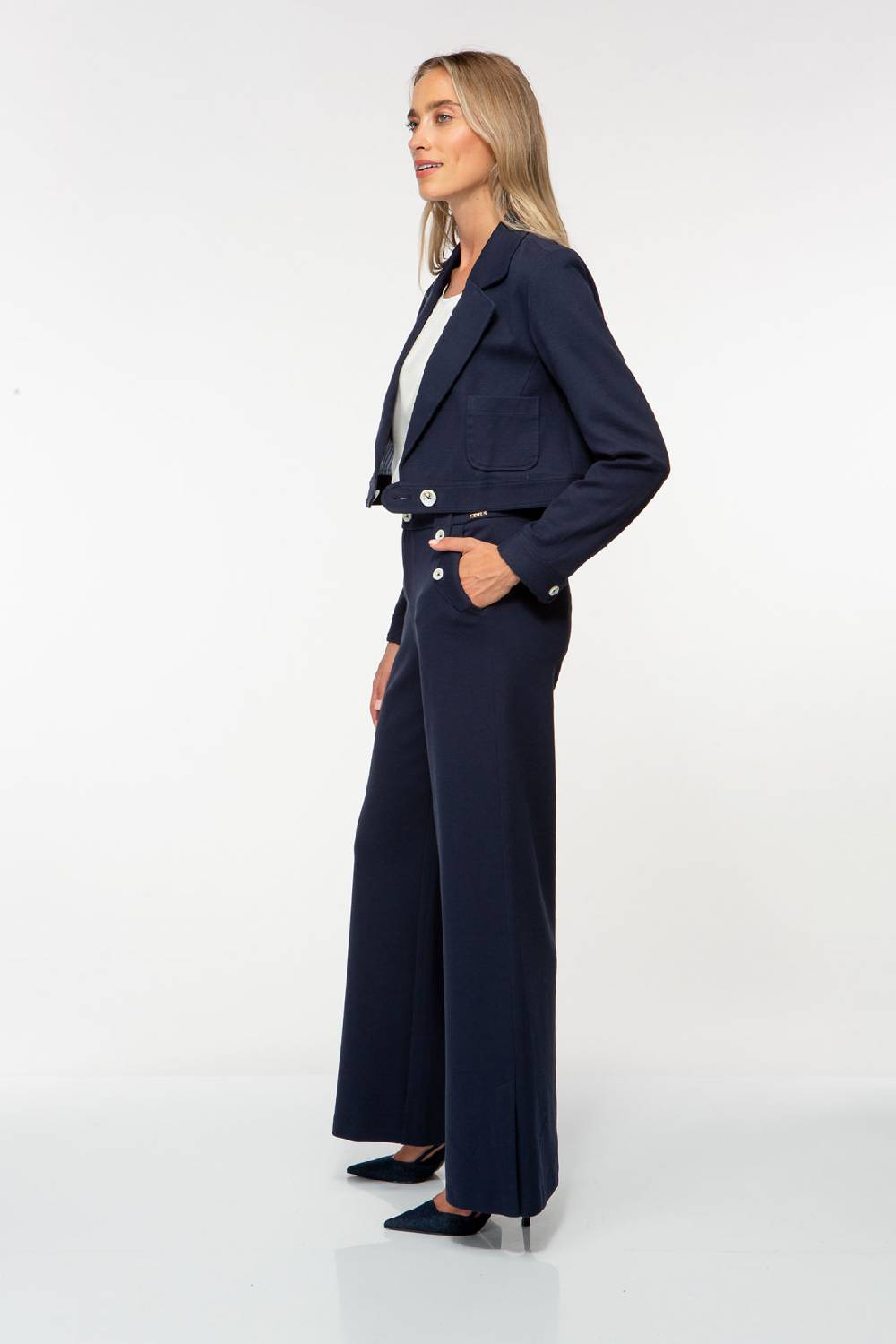 IVI GmbH SOLID JERSEY Verkürzter Blazer navy Fabrikverkauf