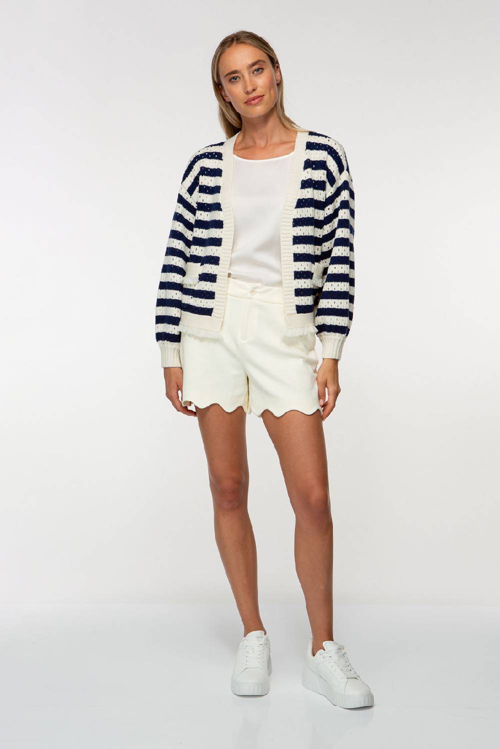 IVI GmbH SOLID KNIT Boxy Cardigan mit Streifen Meist gekauft