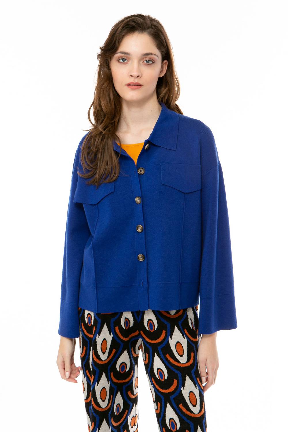 IVI GmbH SOLID KNIT Boxy Jacke royal blau Rabatt