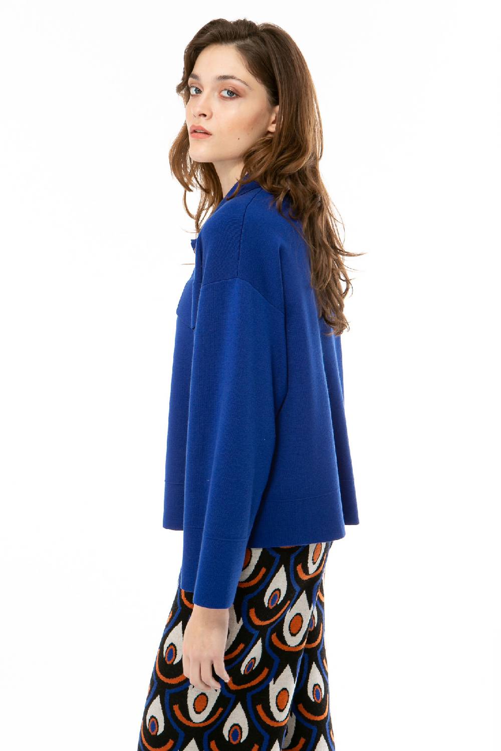 IVI GmbH SOLID KNIT Boxy Jacke royal blau Rabatt