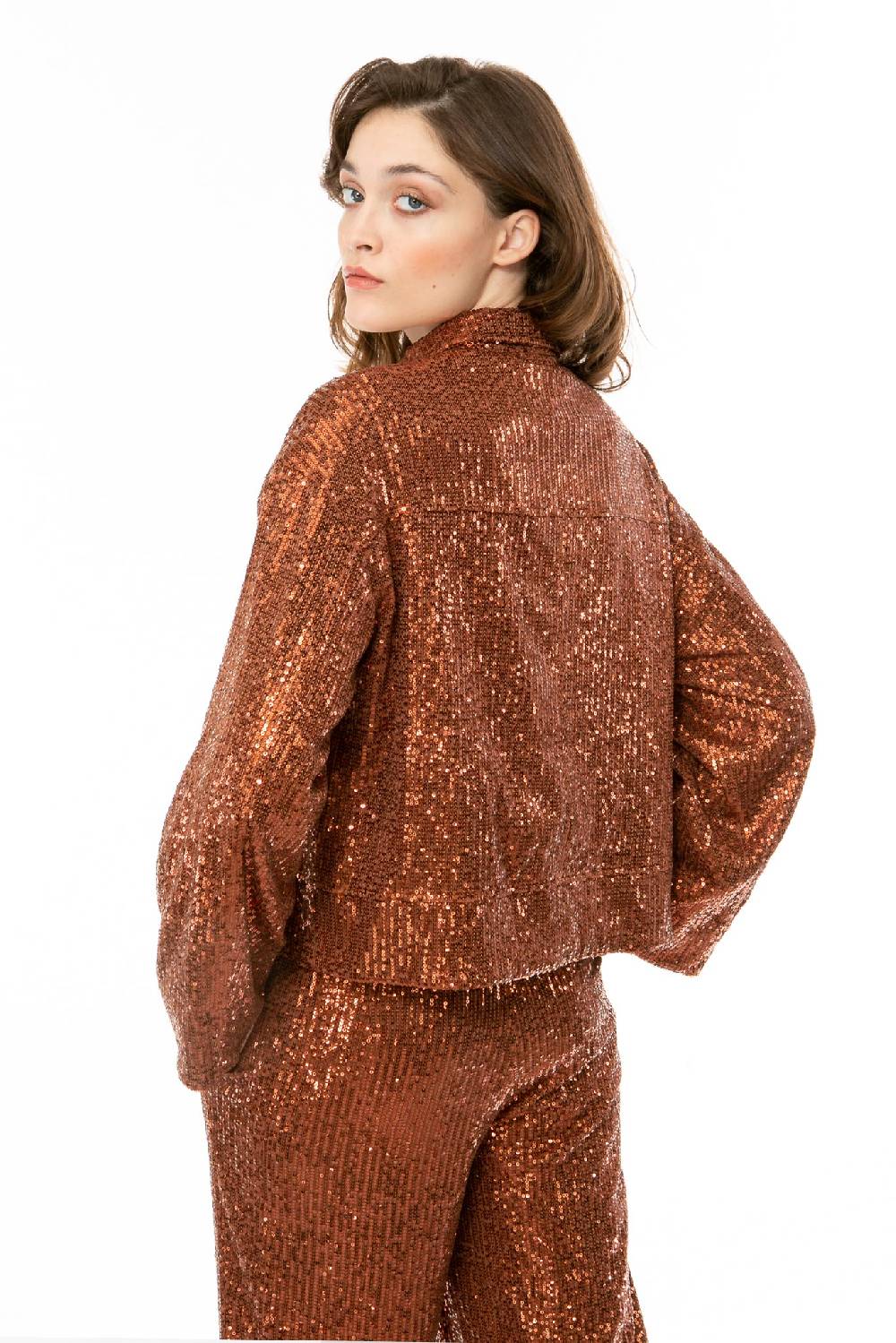 IVI GmbH SEQUINS Boxy Jacke cognac Online Shopping