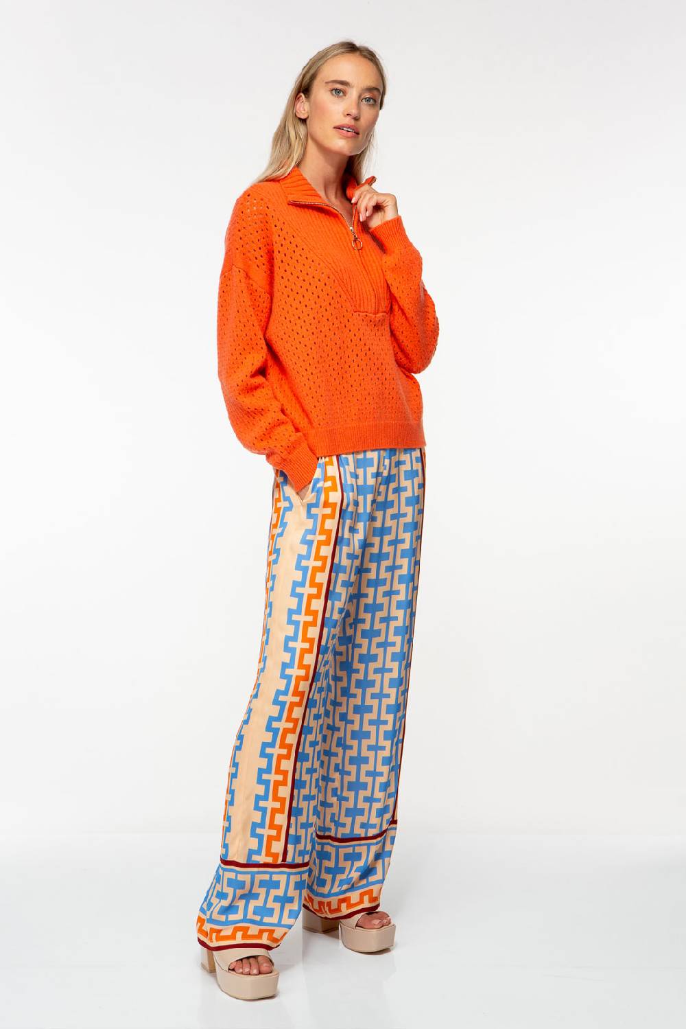 IVI GmbH GEOMETRICAL Seidenhose mit weitem Bein multicolor Große Rabatte
