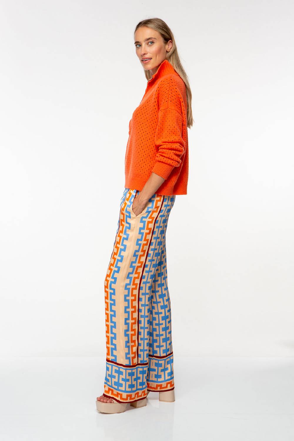 IVI GmbH GEOMETRICAL Seidenhose mit weitem Bein multicolor Große Rabatte
