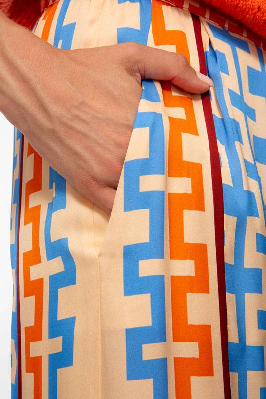 IVI GmbH GEOMETRICAL Seidenhose mit weitem Bein multicolor Große Rabatte