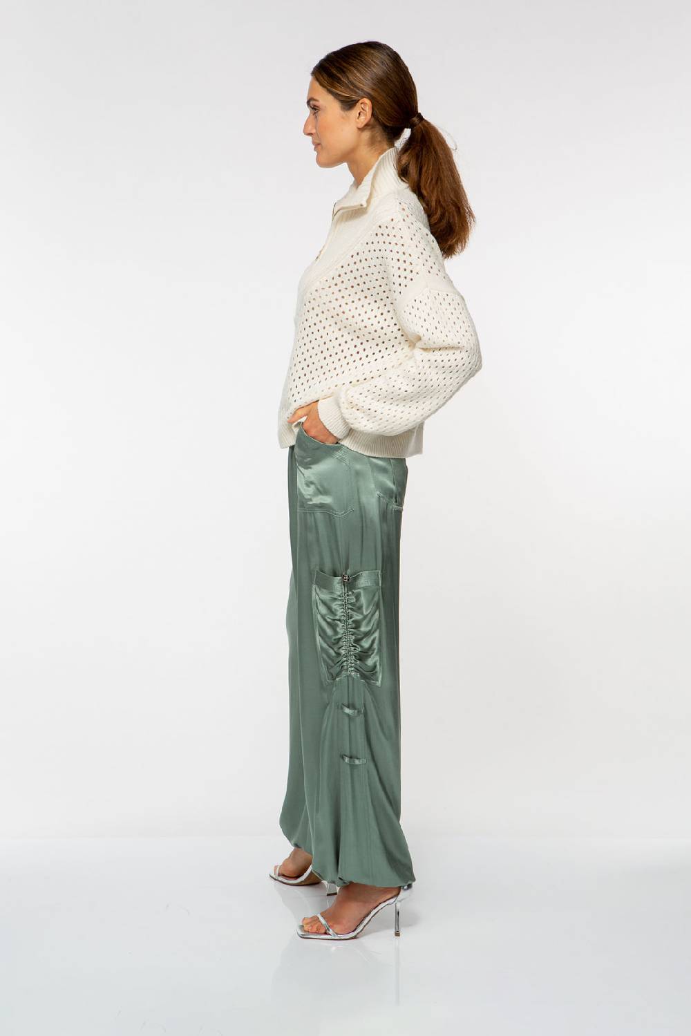 IVI GmbH SATEEN Hose mit Cargo Details thyme Bestseller