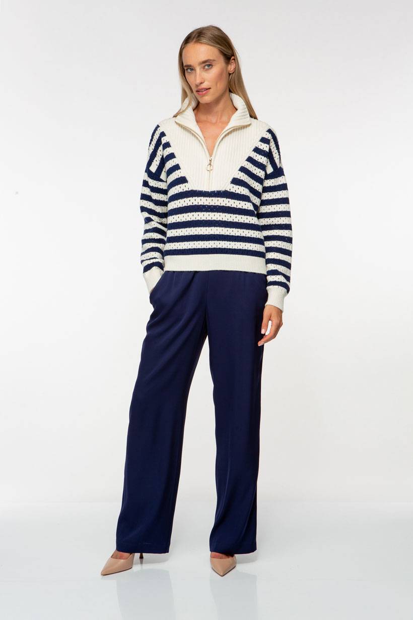 IVI GmbH SOLID KNIT Troyer Pullover mit Streifen zollfrei