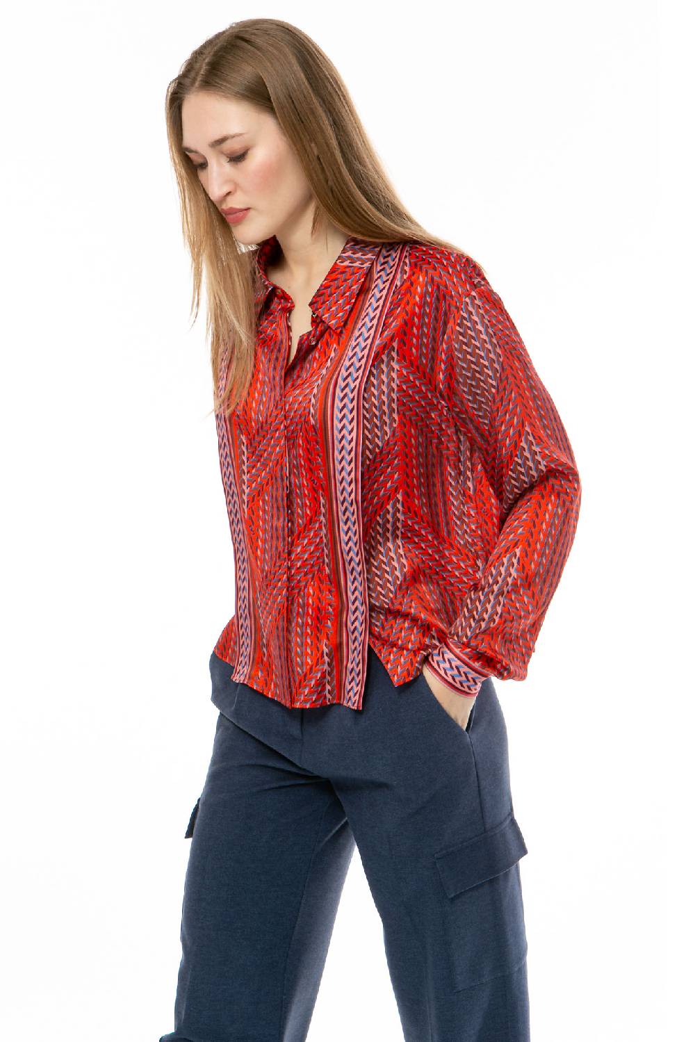 IVI GmbH STRIPES Cropped Bluse rot Saisonschlussverkauf