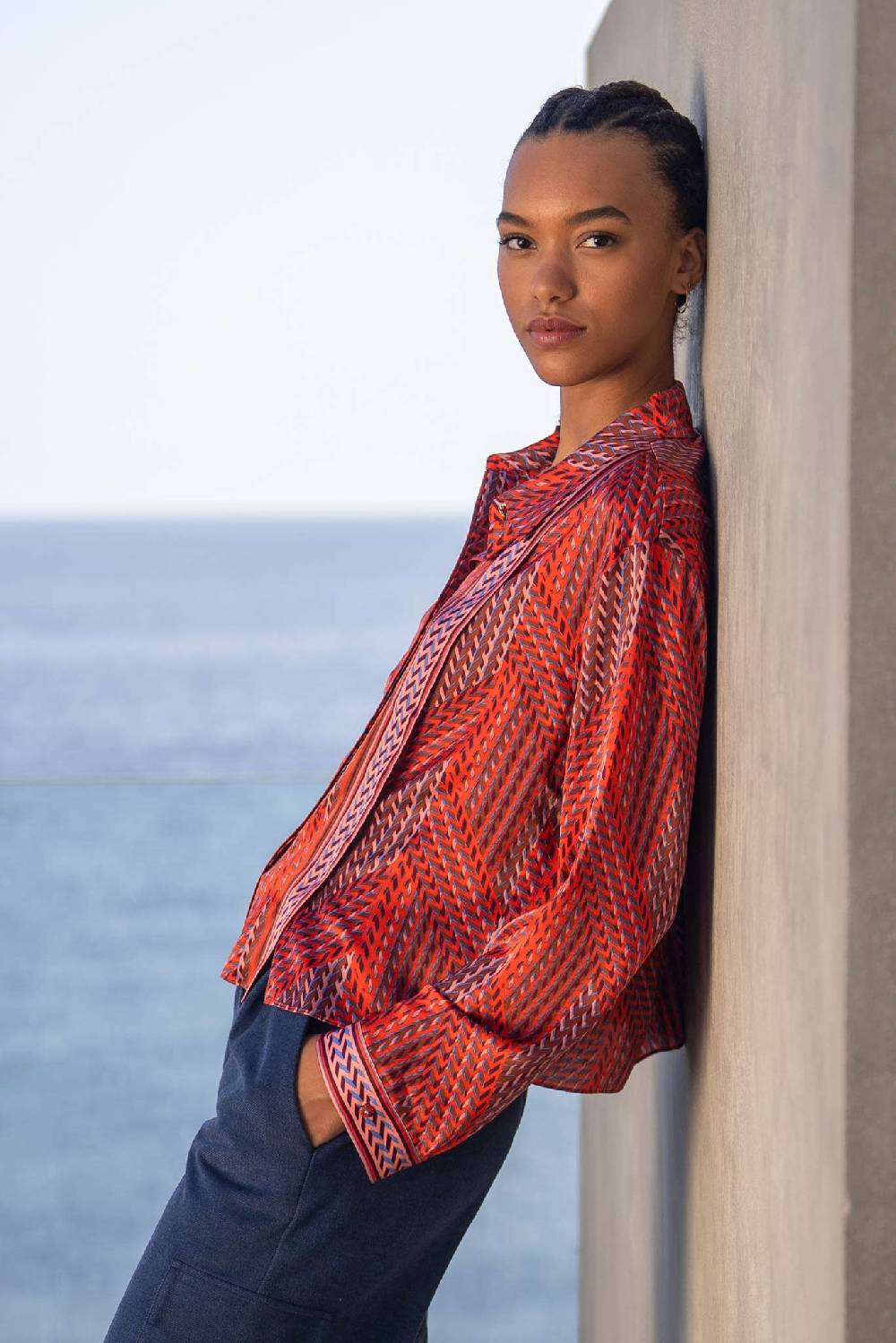 IVI GmbH STRIPES Cropped Bluse rot Saisonschlussverkauf