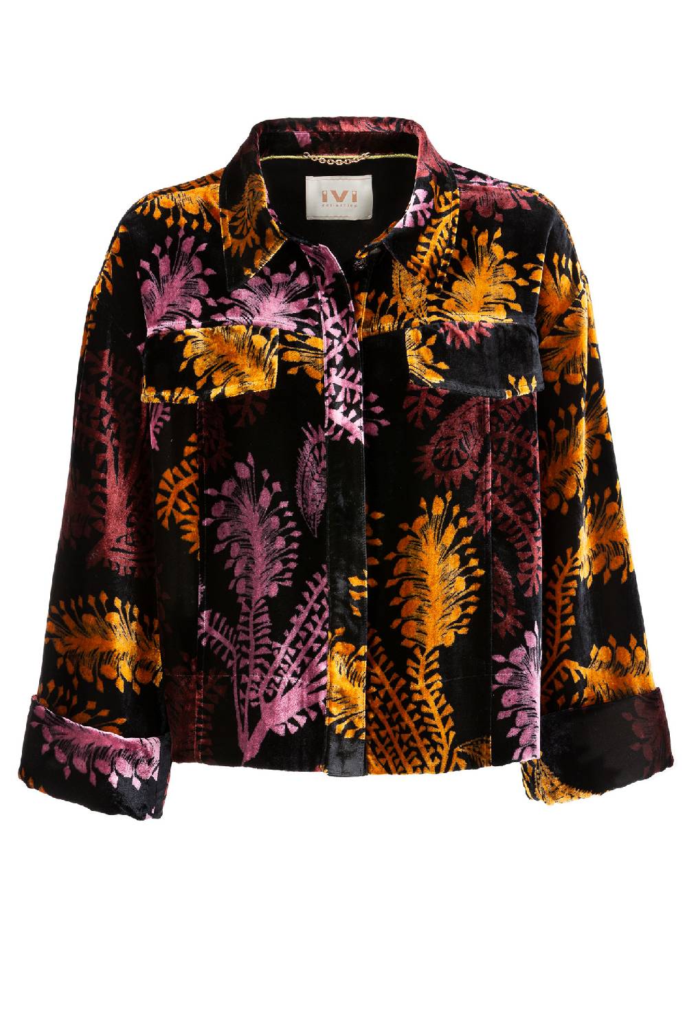 IVI GmbH WILD HERBS Boxy Bluse aus Samt schwarz Osterangebot