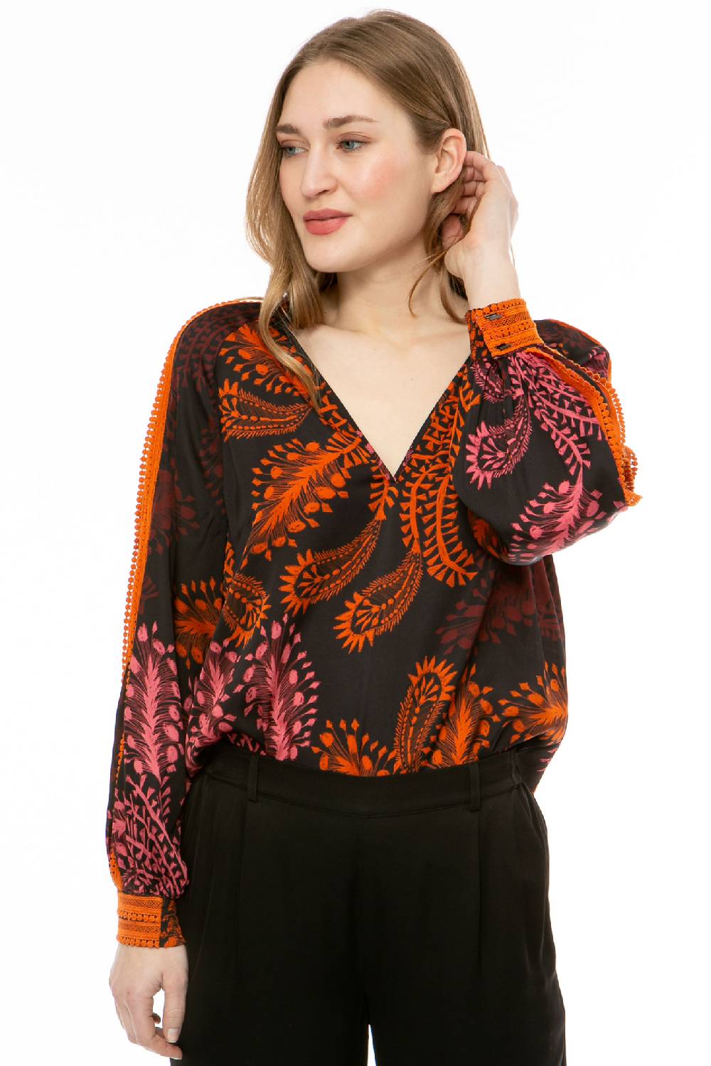IVI GmbH WILD HERBS Bluse mit Stickdetails schwarz Vatertagsangebot