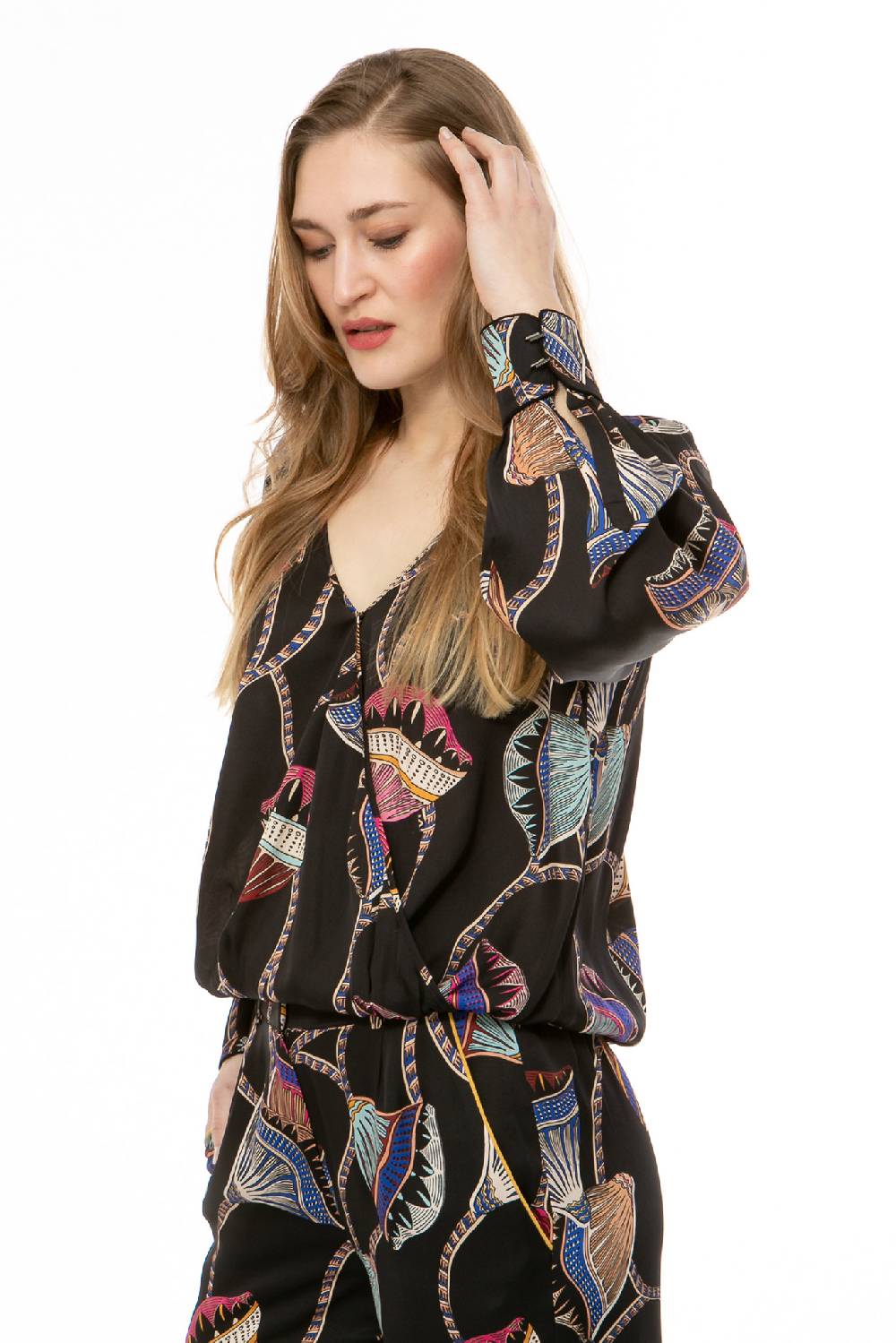 IVI GmbH LOTUS BLOSSOM Wickelbluse schwarz Zeitlich begrenztes Angebot