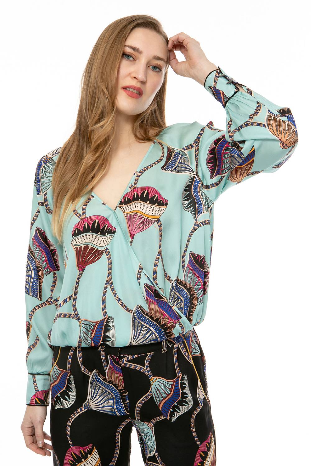 IVI GmbH LOTUS BLOSSOM Wickelbluse türkis Exklusive Angebote
