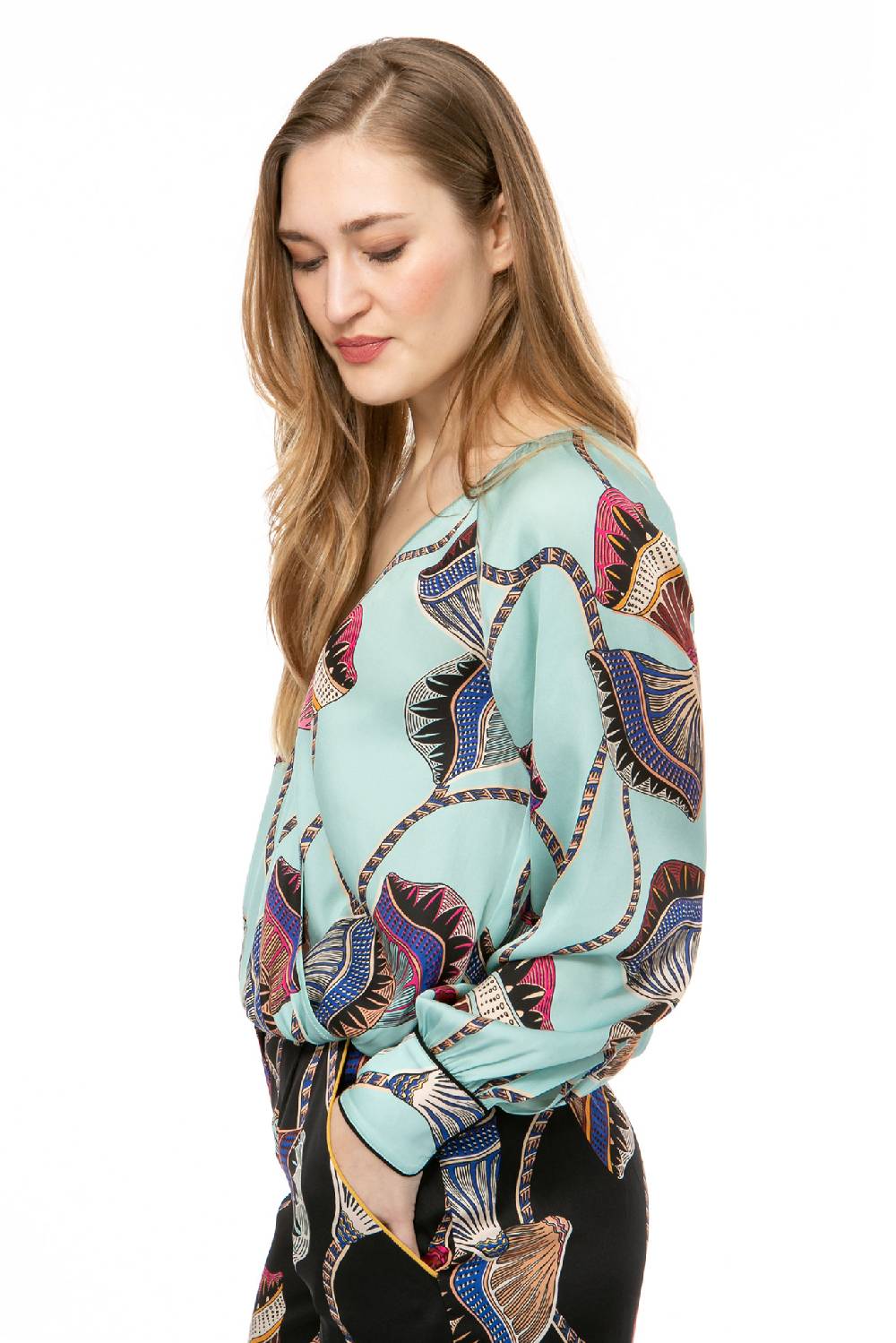 IVI GmbH LOTUS BLOSSOM Wickelbluse türkis Exklusive Angebote
