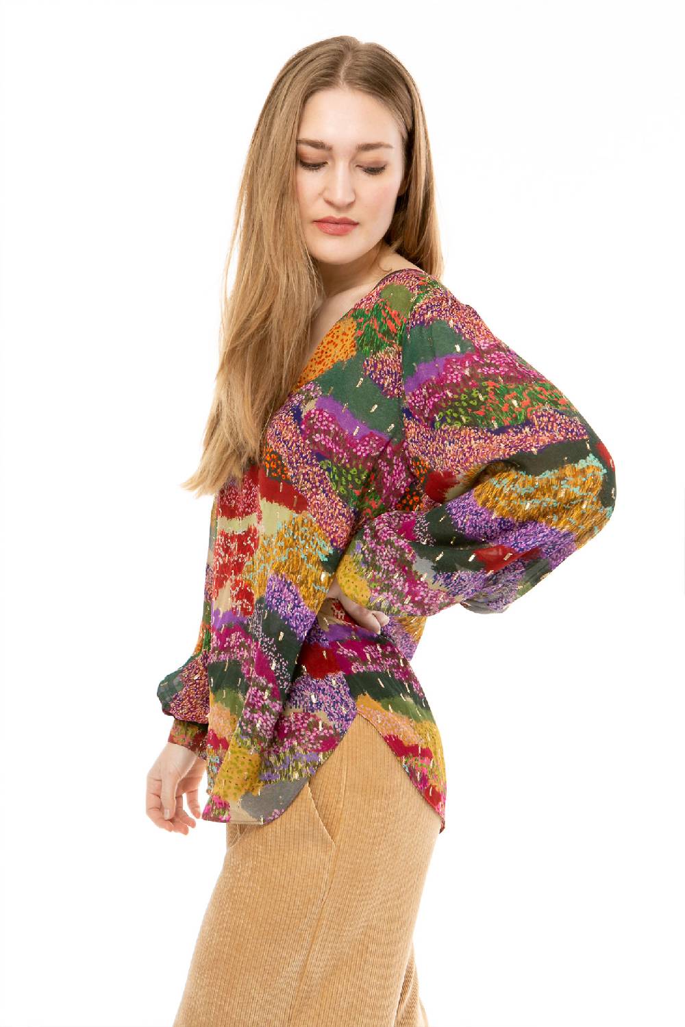 IVI GmbH FLOWER FIELDS Organza Bluse multicolor Räumungsverkauf