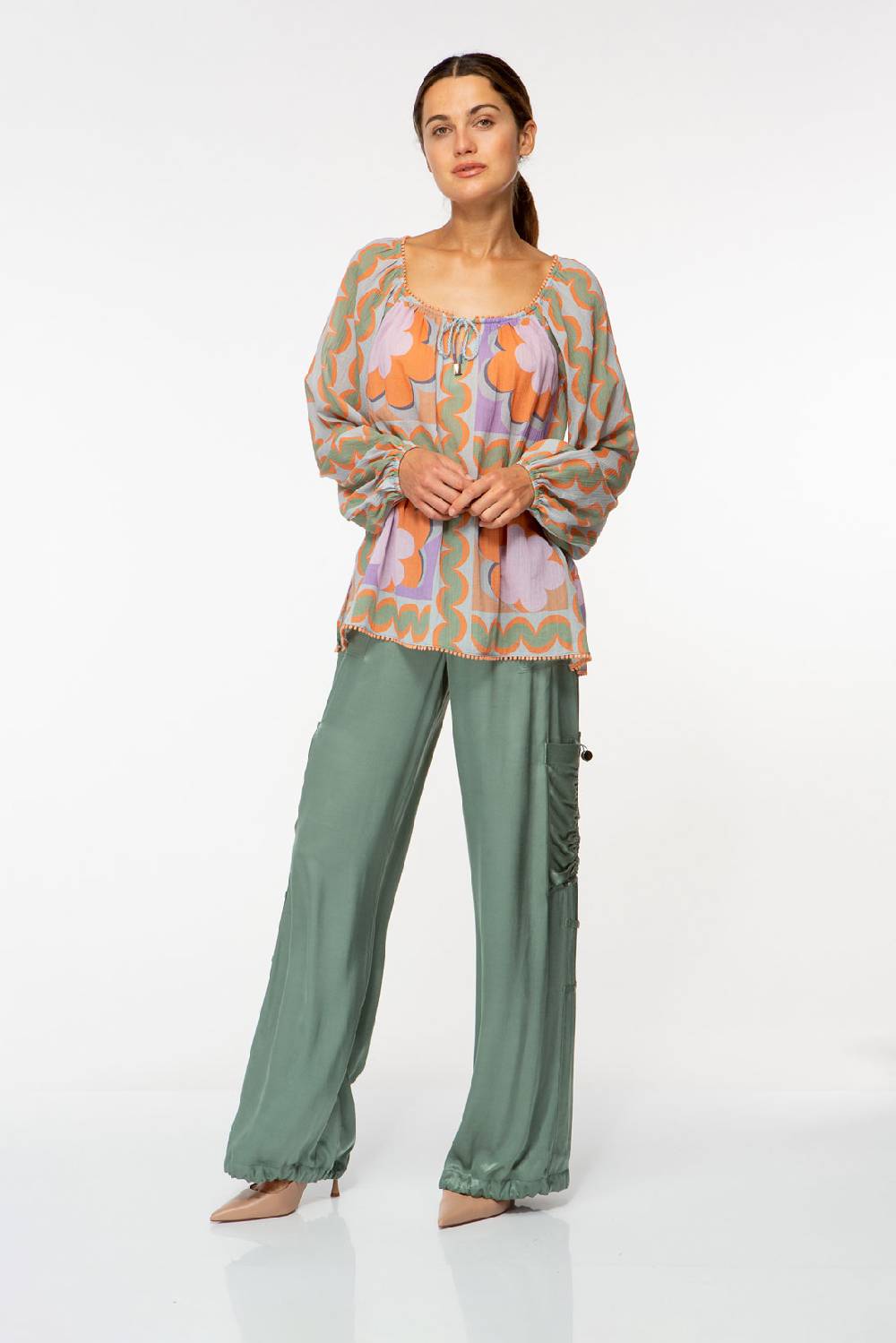 IVI GmbH CHECKED FLOWER Baumwollbluse mit Print multicolor Tiefpreis