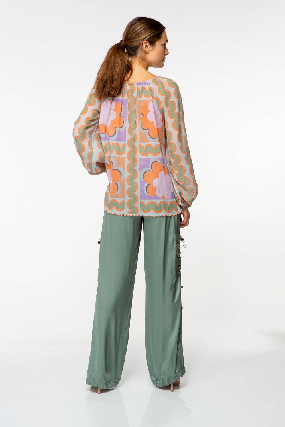 IVI GmbH CHECKED FLOWER Baumwollbluse mit Print multicolor Tiefpreis