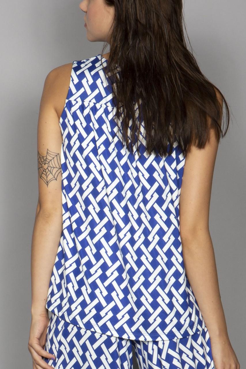 Marivie Superduper geometric lines blue Oberteil Fabrikpreis