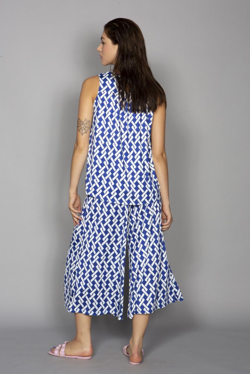 Marivie Culotte geometric lines blue Culotte Neueste Mode