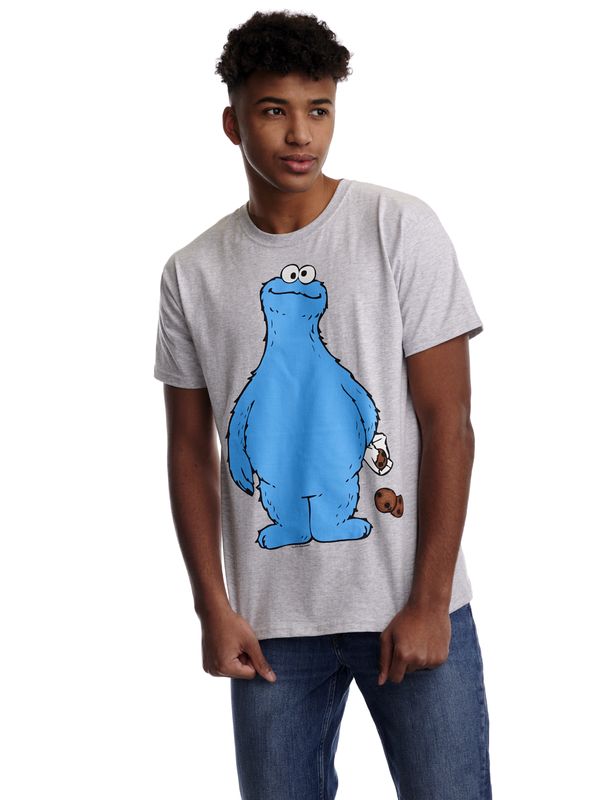 ﻿Nastrovje Potsdam Sesamstrasse Cookie Thief Herren T-Shirt grau meliert Begrenzte Freigabe