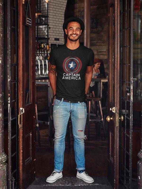 Nastrovje Potsdam Captain America Flash Logo Herren T-Shirt schwarz Nur für heute