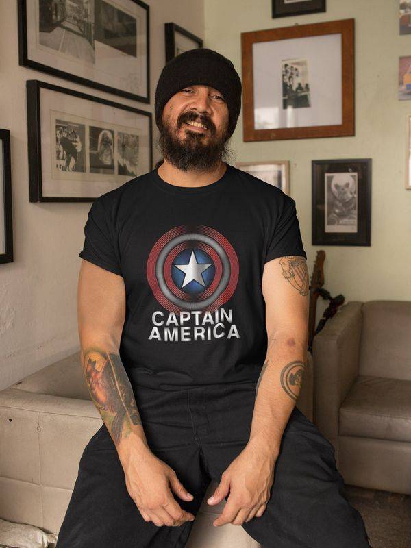 Nastrovje Potsdam Captain America Flash Logo Herren T-Shirt schwarz Nur für heute
