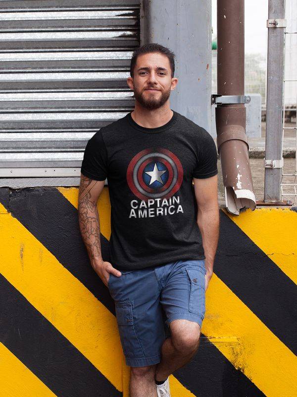 Nastrovje Potsdam Captain America Flash Logo Herren T-Shirt schwarz Nur für heute