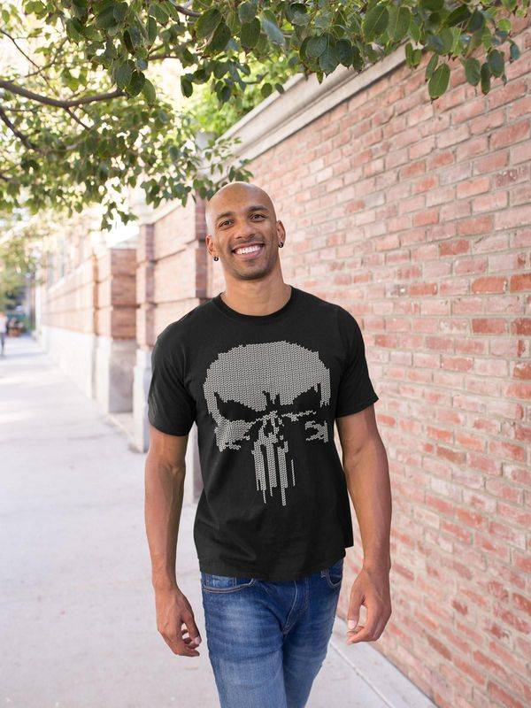 Nastrovje Potsdam The Punisher Fake Knit Herren T-Shirt schwarz Nur noch ein Tag übrig