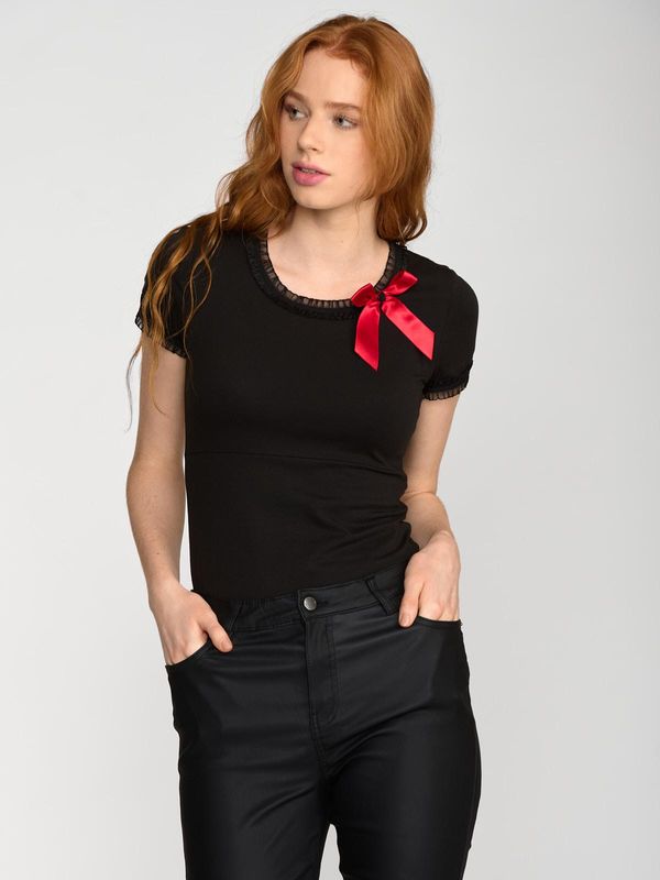 Nastrovje Potsdam Pussy Deluxe Bow On Black Shirt female schwarz Preisnachlass