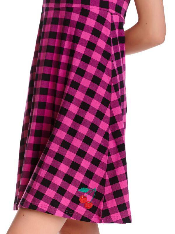 Nastrovje Potsdam Pussy Deluxe Back to 1955 pink checkered Damen A-Linien-Kleid pink allover Online Outlet