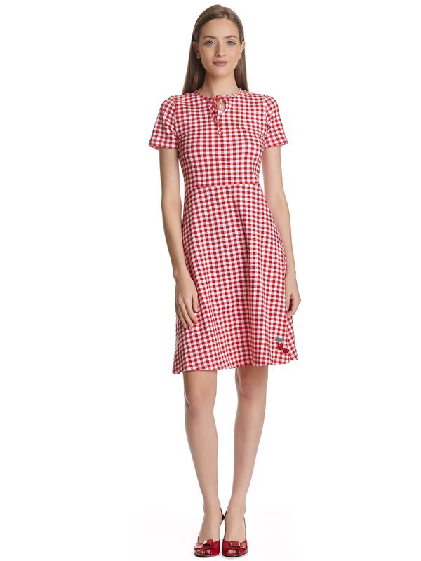 Nastrovje Potsdam Pussy Deluxe Back to 1955 Red Plaid Damen A-Linien-Kleid rot allover Zeitlich begrenztes Angebot
