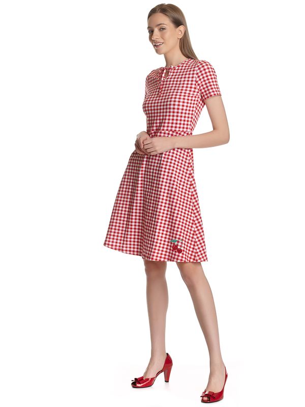 Nastrovje Potsdam Pussy Deluxe Back to 1955 Red Plaid Damen A-Linien-Kleid rot allover Zeitlich begrenztes Angebot