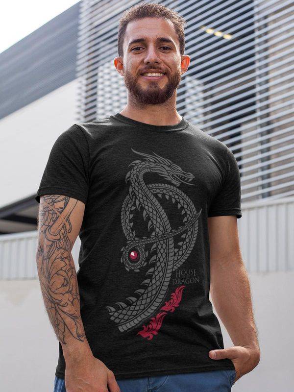 Nastrovje Potsdam House of the dragon Logo Herren T-Shirt schwarz Riesige Ersparnisse