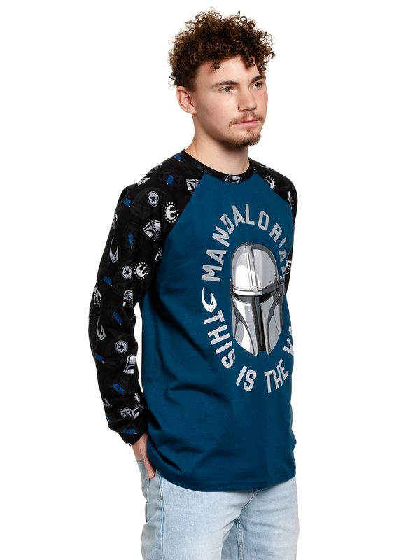 Nastrovje Potsdam The Mandalorian The Way Herren Langarmshirt schwarz/blau Letzter Tag