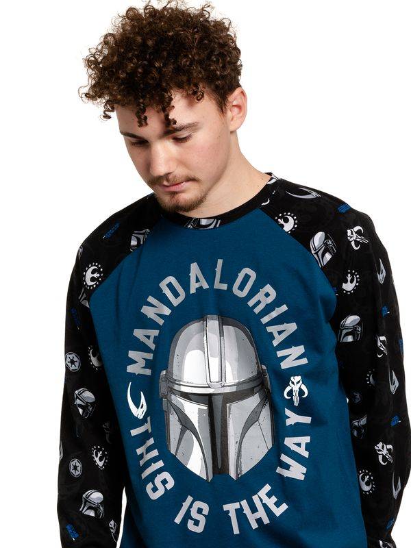 Nastrovje Potsdam The Mandalorian The Way Herren Langarmshirt schwarz/blau Letzter Tag