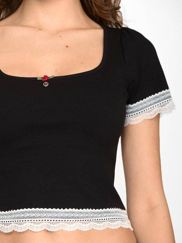 Nastrovje Potsdam Vive Maria Sweet Cropped Shirt Damen T-Shirt schwarz Discount Store für neue Produkte