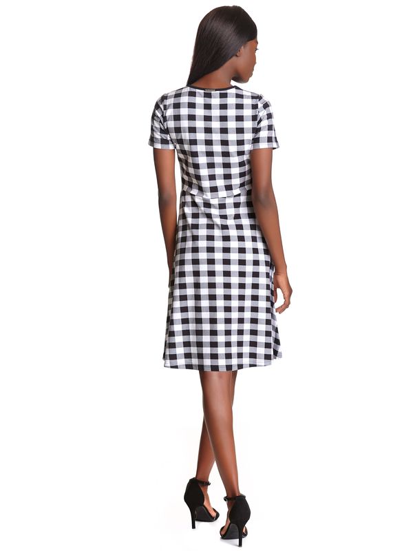 Nastrovje Potsdam Pussy Deluxe Back to 1955 black Checkered Damen A-Linien-Kleid schwarz allover Verkauf