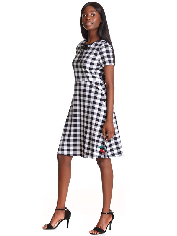 Nastrovje Potsdam Pussy Deluxe Back to 1955 black Checkered Damen A-Linien-Kleid schwarz allover Verkauf