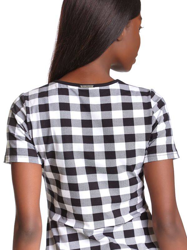 Nastrovje Potsdam Pussy Deluxe Back to 1955 black Checkered Damen A-Linien-Kleid schwarz allover Verkauf