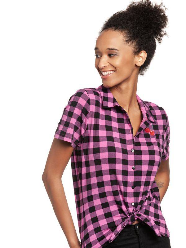 Nastrovje Potsdam Pussy Deluxe Pink checkered Damen Kurzarmbluse schwarz/lightpink Angebote