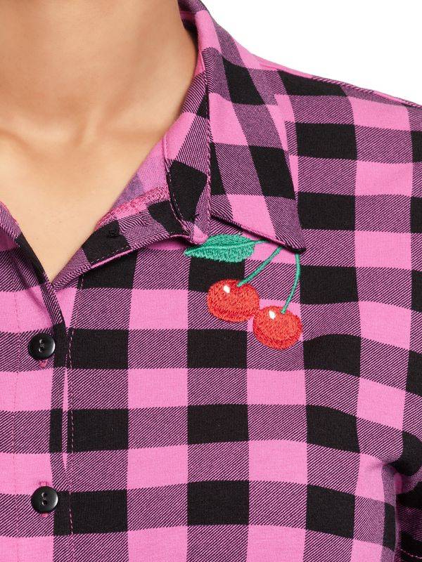 Nastrovje Potsdam Pussy Deluxe Pink checkered Damen Kurzarmbluse schwarz/lightpink Angebote