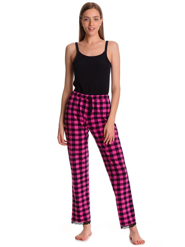 Nastrovje Potsdam Pussy Deluxe Pink Checkered Damen Schlafhose schwarz/lightpink Limitierter Zeitrabatt