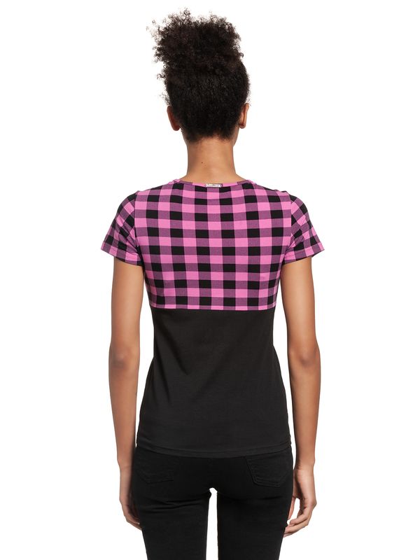 Nastrovje Potsdam Pussy Deluxe Pink Checkered Damen T-Shirt schwarz/lightpink Fabrik Onlineshop
