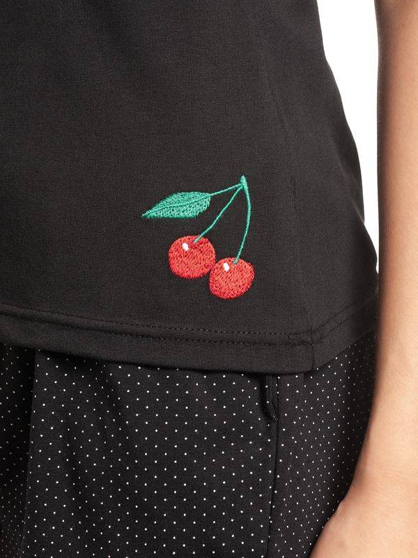 Nastrovje Potsdam Pussy Deluxe Dotties Damen Pyjama schwarz allover Versandkostenfrei