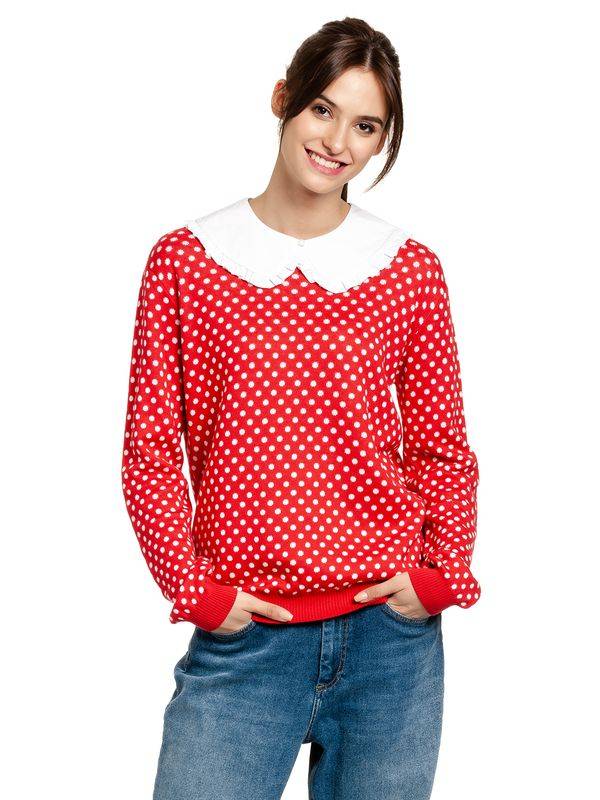 Nastrovje Potsdam Pussy Deluxe Chic Dotties Damen Strickpullover rot allover Online Shopping