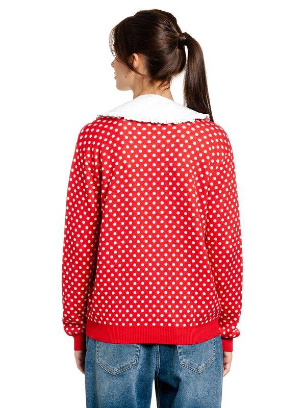 Nastrovje Potsdam Pussy Deluxe Chic Dotties Damen Strickpullover rot allover Online Shopping