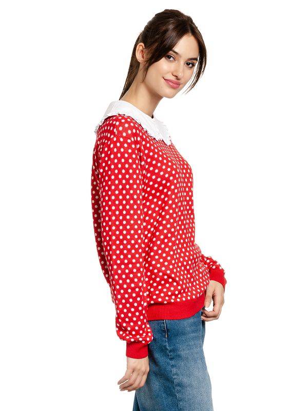 Nastrovje Potsdam Pussy Deluxe Chic Dotties Damen Strickpullover rot allover Online Shopping
